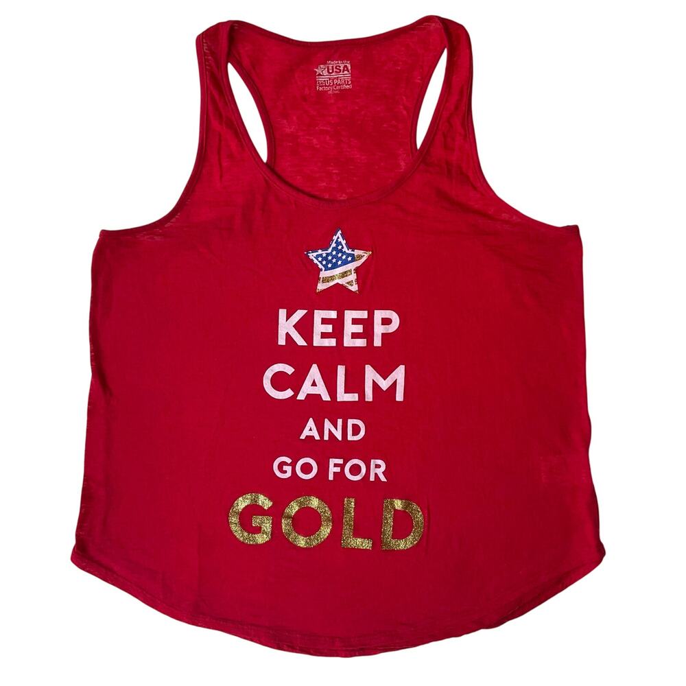 Made in The USA Kid’s Sleeveless Tank Top Size 2XL, Red, Keep Calm & Go For Gold
